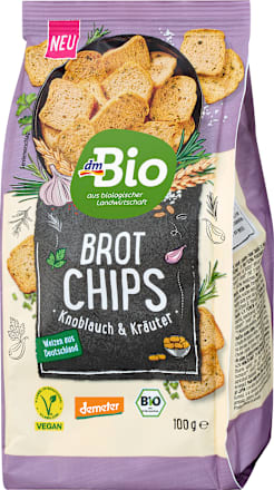 Chips di pane all'aglio ed erbe aromatiche dmBio