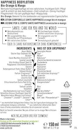 Bodylotion Happiness Bio-Orange & Mango   Santé naturally.