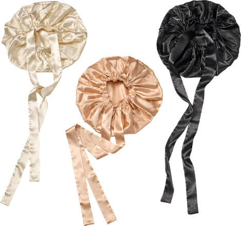 saténová čepice na vlasy, různé druhy ebelin