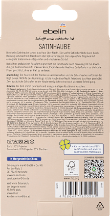 saténová čepice na vlasy, různé druhy ebelin