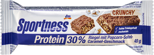 Baton proteic cu aromă de popcorn și caramel sărat, cu ciocolată cu maltitol Sportness