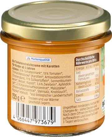 Brotaufstrich Kids Tomate Karotte ab 3 Jahren dmBio