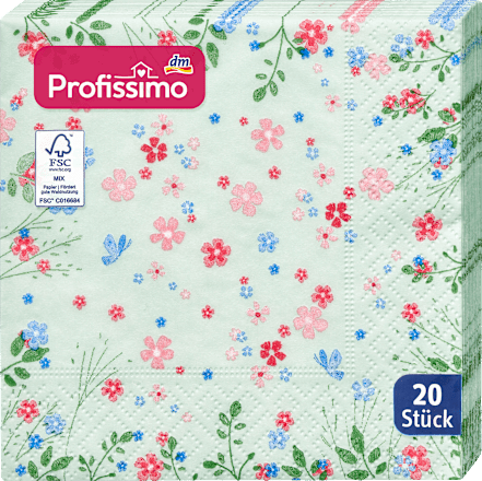 Ubrusi, 3-slojni, motiv cvjetna livada, 25 x 25 cm Profissimo