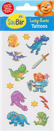 Kinder Haut-Tattoos Lustig-Bunt SauBär