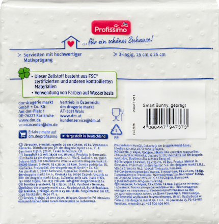 Cocktailservietten geprägt "Bunny" (25x25 cm) Profissimo