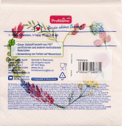 Cocktailservietten "Herzkranz" (25x25 cm) Profissimo