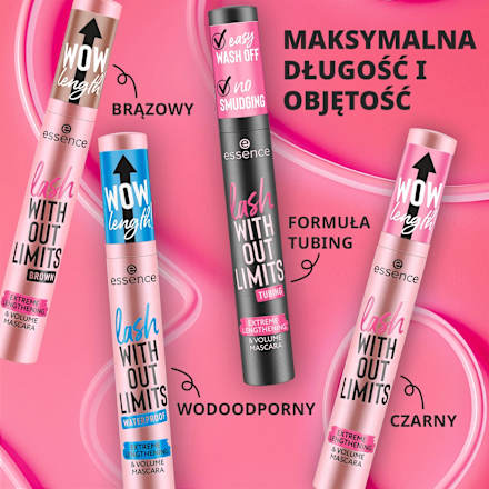 Tusz do rzęs Lash Without Limits Waterproof Extreme Lengthening & Volume Mascara 03 Black Waterproof essence