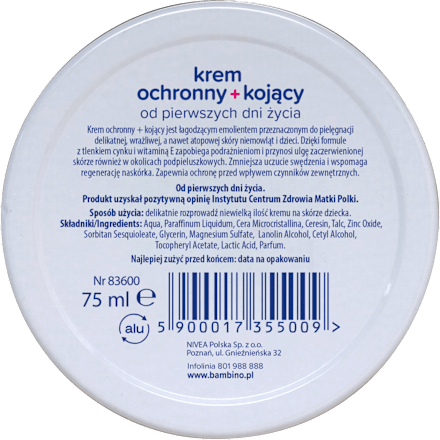 Krem ochronny kojący, od 1. dnia życia bambino