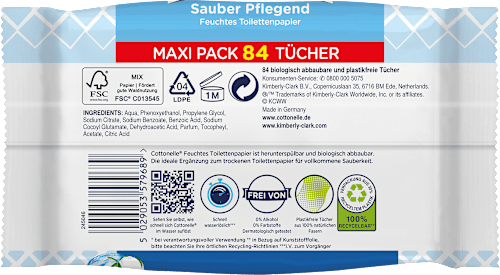 Feuchtes Toilettenpapier Sauber Pflegend, Maxi Pack Cottonelle