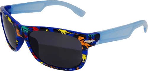 Sonnenbrille Kids, dunkelblaues Gestell mit bunten Dinos SUNDANCE