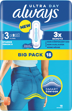 Ultra-Binden Day Long Plus 3 mit Flügeln, Big Pack always