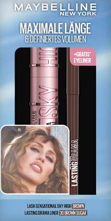 Mascaraset Sky High Brown & gratis Eyeliner Lasting Drama Liner 30 Brown MAYBELLINE NEW YORK