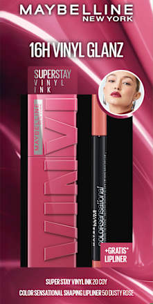 Lippenstift Set Super Stay Vinyl Ink 20 &  gratis Lipliner Color Sensational 50 MAYBELLINE NEW YORK