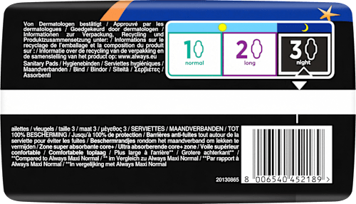 Damenbinden Maxi Night mit Flügeln always