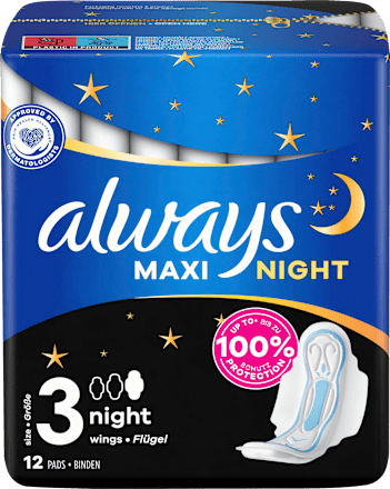 Damenbinden Maxi Night mit Flügeln always