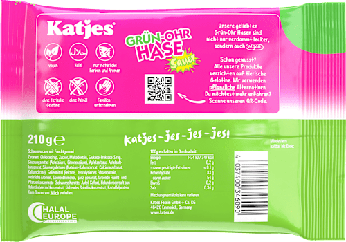 Fruchtgummi Grün-Ohr Hase Sauer Katjes