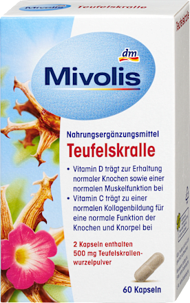 Ördögcsáklya étrend-kiegészítő kapszula, ördögcsáklyagyökérrel és vitaminokkal Mivolis