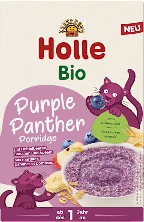 Porridge Purple Panther mit Heidelbeeren, Bananen & Äpfeln, ab 1 Jahr Holle