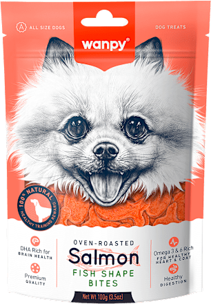 Przysmak dla psa pieczone kawałki łososia wanpy
