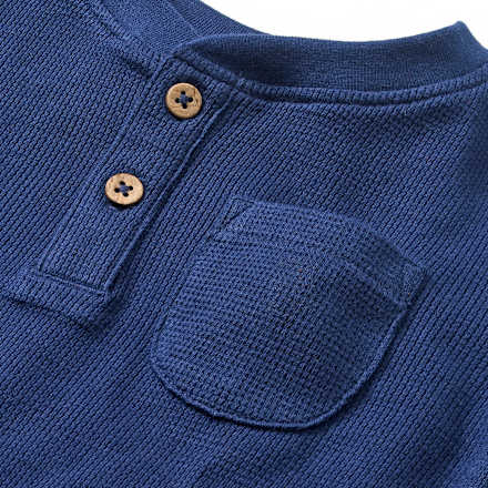 Langarmshirt mit Waffel-Struktur & Knopfleiste, blau, Gr. 98 ALANA