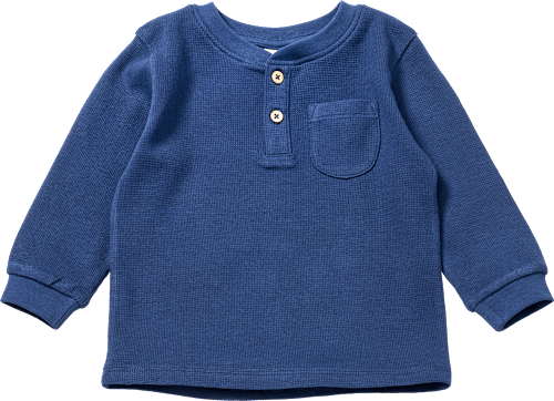 Langarmshirt mit Waffel-Struktur & Knopfleiste, blau, Gr. 104 ALANA