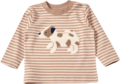 Langarmshirt mit Bouclé-Hund-Applikation, braun, Gr. 80 ALANA