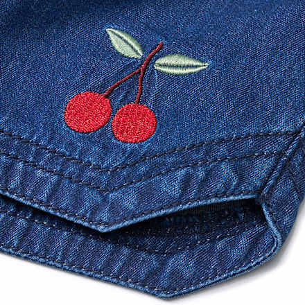 Jeansshorts mit Kirsch-Stickerei, blau, Gr. 104 ALANA