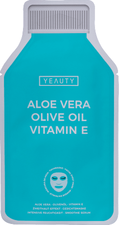 Maska za obraz Aloe Vera Olive Oil Vitamin E, v obliki krpice YEAUTY