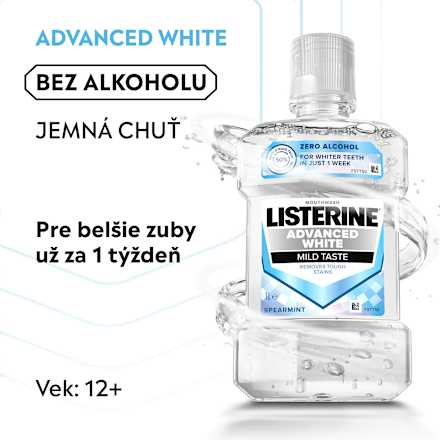 Ústna voda Advanced White Mild Taste Spearmint Listerine