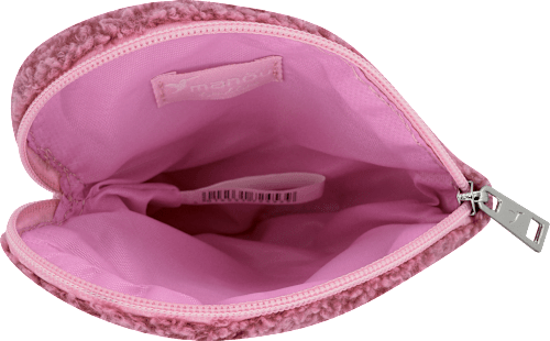 Kosmetiktasche altrosa herzförmig in Felloptik manòu