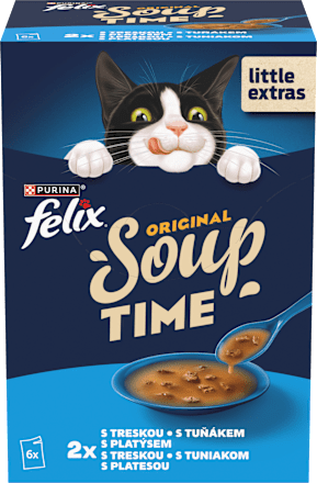 Soup Original pro kočky s treskou, platýsem, tuňákem 6x48 g Felix
