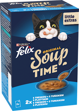 Soup Original pro kočky s treskou, platýsem, tuňákem 6x48 g Felix