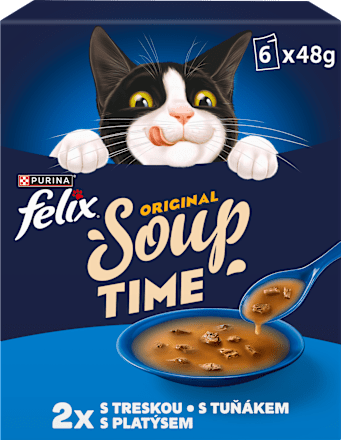 Soup Original pro kočky s treskou, platýsem, tuňákem 6x48 g Felix