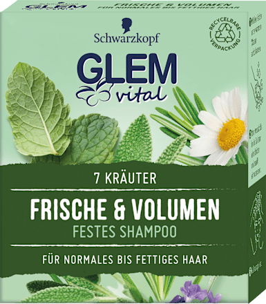 2in1 Frische & Volumen Festes Shampoo 7 Kräuter Schwarzkopf GLEM vital