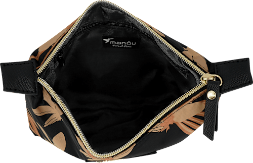 Kosmetiktasche schwarz mit Blüten manòu