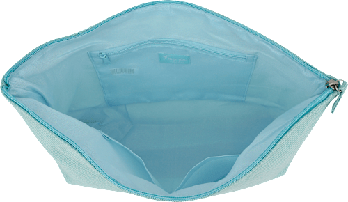 Kosmetiktasche Hellblau Weiß mit Herz manòu