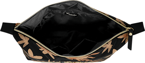 Kulturbeutel schwarz mit Blüten  manòu