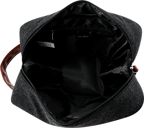 Kulturbeutel Herren Anthrazit-Braun manòu