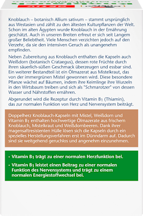 Kapseln Knoblauch mit Mistel + Weißdorn + Vitamin B1 Doppelherz
