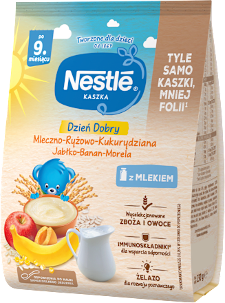 Kaszka mleczno-ryżowo-kukurydziana jabłko-banan-morela, po 9. miesiącu życia Nestlé