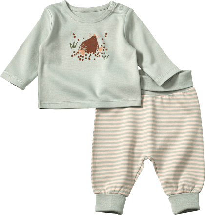 Set mit Langarmshirt & Hose mit Mitwachsfunktion, grün & beige, Gr. 68 ALANA
