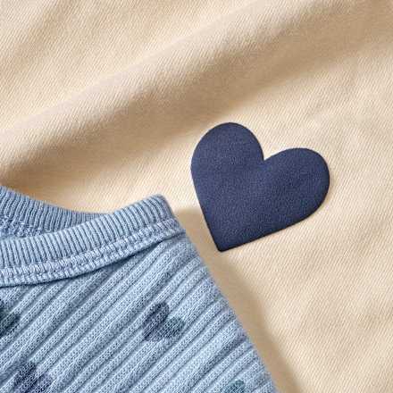 T-Shirts mit Herz-Muster & 3D-Herz-Print, beige + blau, Gr. 134 ALANA