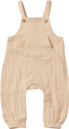 Latzhose aus Musselin mit Bauchtasche, beige, Gr. 68 ALANA