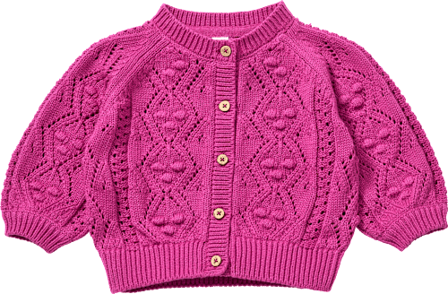 Strickjacke mit Ajour-Struktur, beere, Gr. 62 ALANA