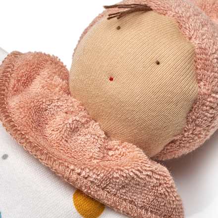 Püppchen mit Kleid & Punkte-Muster, weiß & blau & gelb ALANA