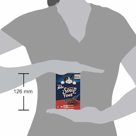 Nassfutter Katze mit Rind, Huhn & Lamm, Original Soup Time Multipack (6x48 g) Felix