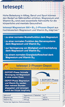 Magnesium 500 + B12 Depot Tabletten 30 St. tetesept