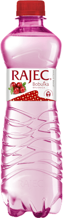 jemně sycený nápoj s příchutí Brusinka Rajec
