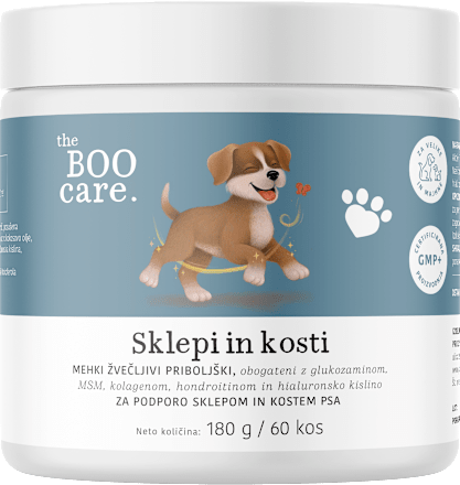 Za sklepe in kosti psov, dopolnilna krmna mešanica v obliki mehkih žvečljivih priboljškov the BOO care