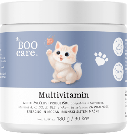 Multivitamini za mačke, dopolnilna krmna mešanica v obliki mehkih žvečljivih priboljškov the BOO care